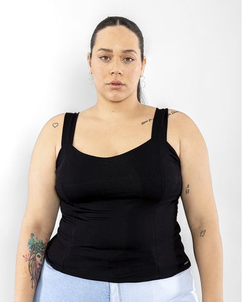 Blusa Plus Regatinha Viscolycra-90081 Preto