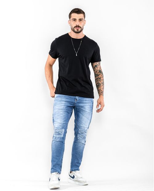 Calça Masculina Skinny com Joelheira  - 21854 Média