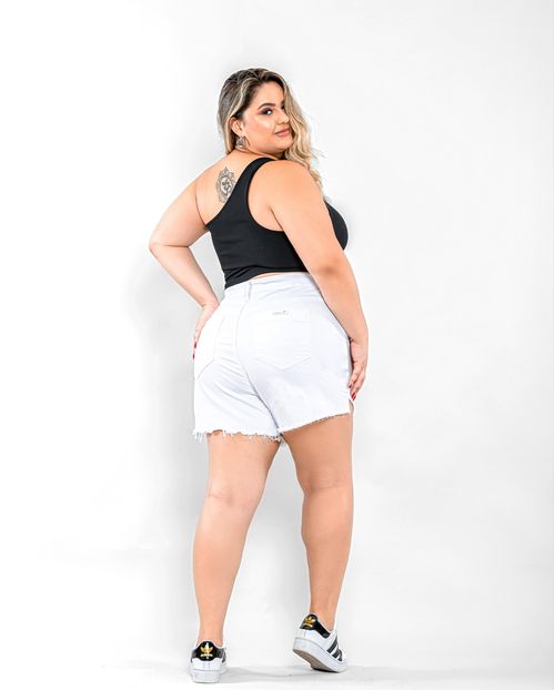 Shorts Feminino Plus Mom Branco 21487 Branco