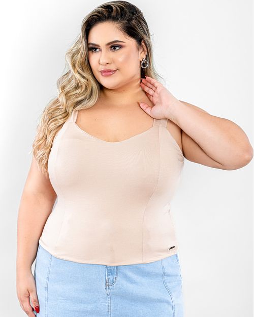 Blusa Plus Regatinha Viscolycra-90081 Bege