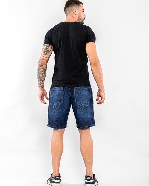 Bermuda Jeans Masculina com Puidos, Coleção Itália  21657 Escura