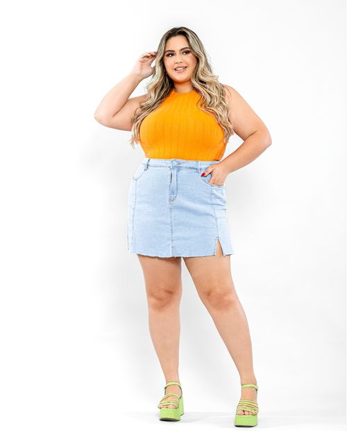 Mini-Saia Feminina Plus Size Abertura Lateral 21116 Clara