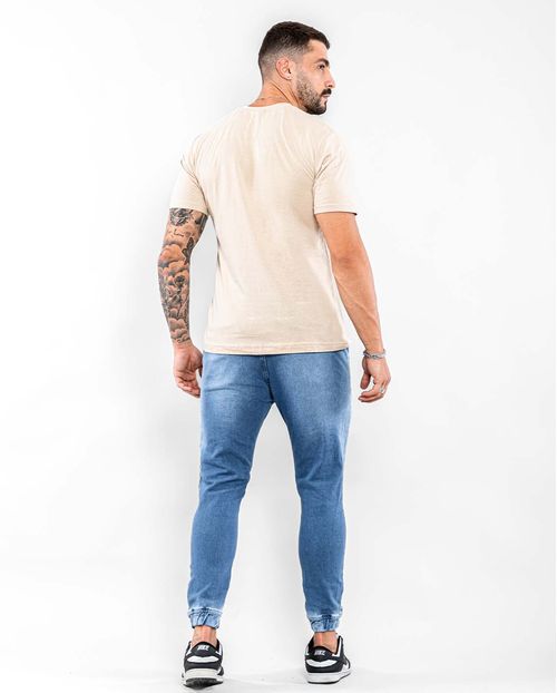Calça Jeans Masculina Jogging Média com Recortes Frontais - Linha Itália  21052 Média