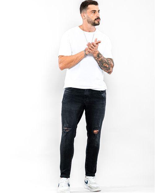 Calça Jeans Masculina Skinny Preta  22164 Preto