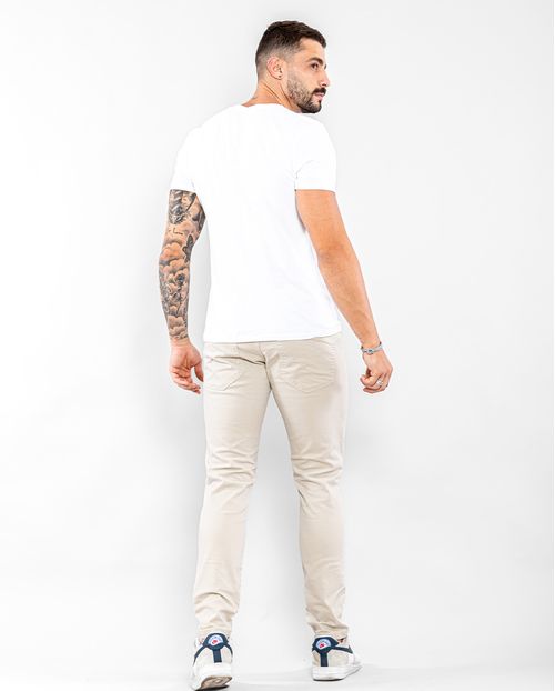 Calça Sarja Masculina Slim Fit Básica 22191 Areia