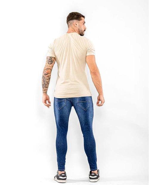 Calça Masculina Super Skinny com Rasgos Na Perna 22568 Escura