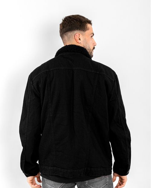 Jaqueta Jeans Masculina Rider com Pelo Interno 22557 Preto