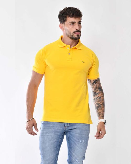 Camisa Masculina Polo Consciência 80049 Amarelo/marinho