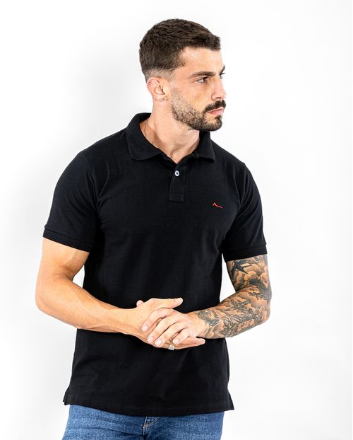 Camisa Masculina Polo Consciência 80049 Preto/vermelho