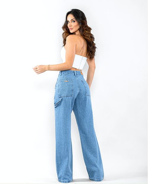 Calça Jeans Feminina Wide Leg Carpinteiro  22723 Média