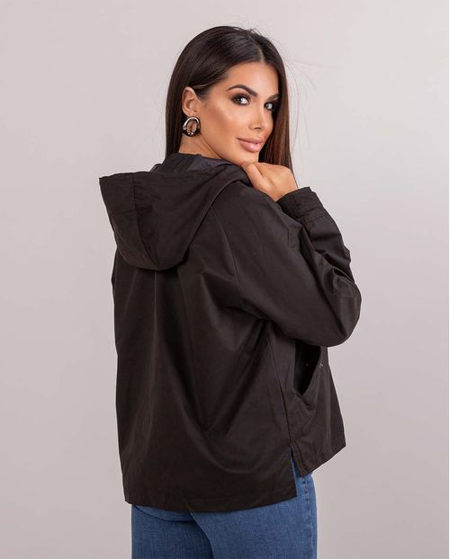 Jaqueta Sarja Feminina com Capuz 90228 Preto