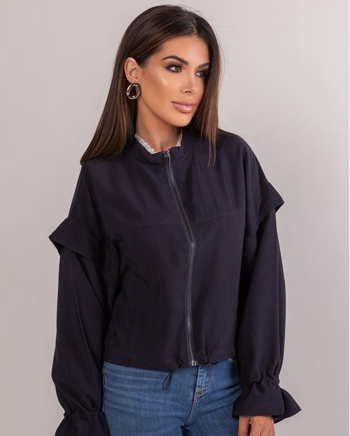 Jaqueta Viscose Bomber Feminina 90330 Azul Marinho