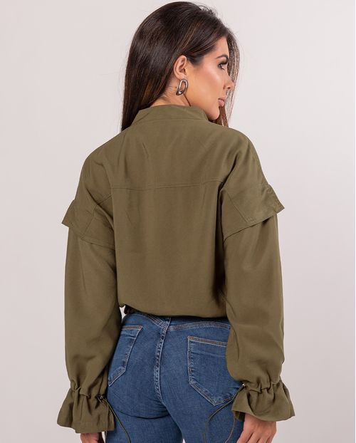 Jaqueta Viscose Bomber Feminina 90330 Verde Militar