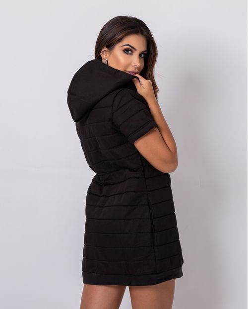 Jaqueta Manga Curta Oversize Feminina Preta 14519 Unica