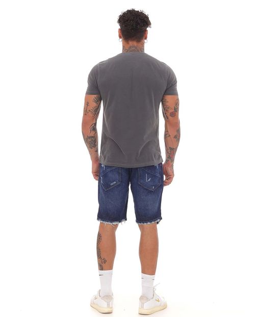 Bermuda Masc Consciência Jeans Coleção Itália 21658 Escura Rasgada