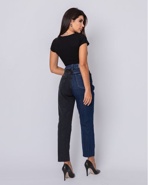 Calça Mom Bicolor Escura 21211 Unica