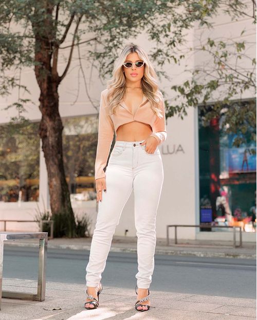 Calça Jeans Skinny Feminina Cintura Média Básica 22640 Ice