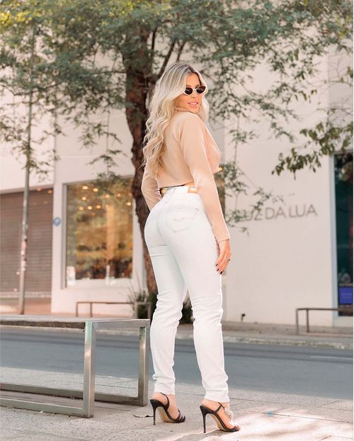 Calça Jeans Skinny Feminina Cintura Média Básica 22640 Ice