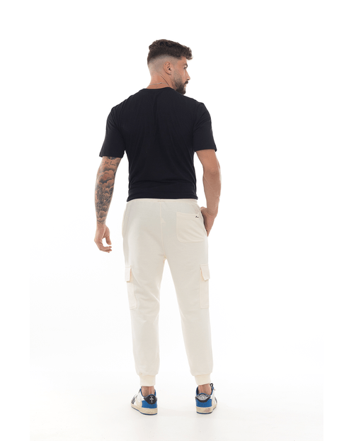 Calça Moletom Cargo Masculina Consciencia 80067 Off White