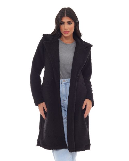 Sobretudo Pelo Sintetico Teddy Feminino 22702 Preto