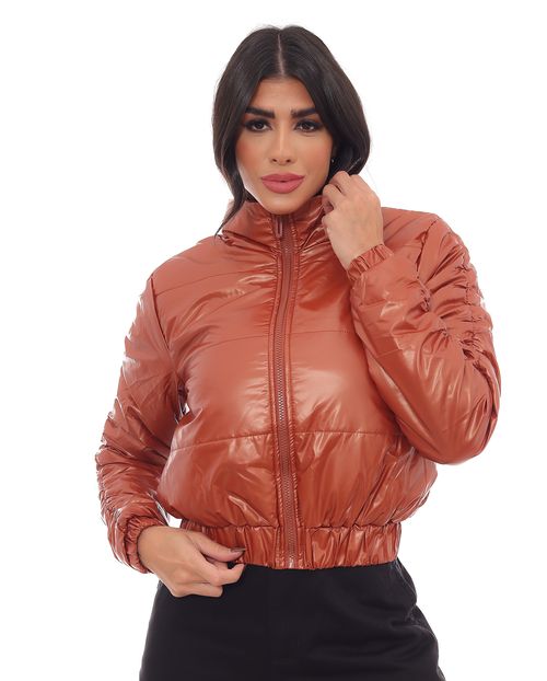 Jaqueta Cropped Feminina Puffer 90486 Terracota