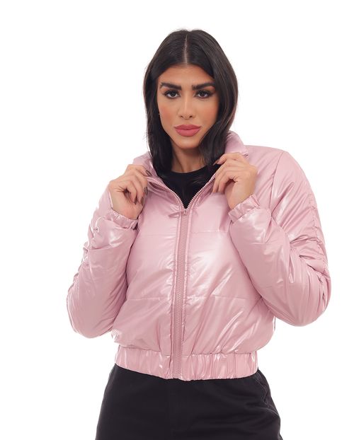 Jaqueta Cropped Feminina Puffer 90486 Rosa