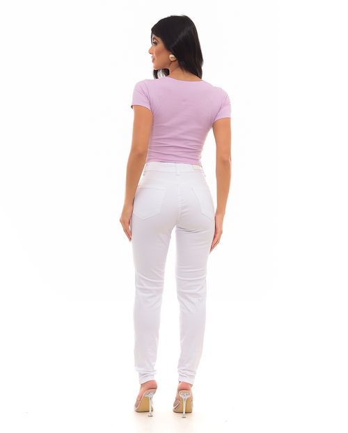 Calça Sarja Skinny Feminina Cintura Média Básica 22893 Branco