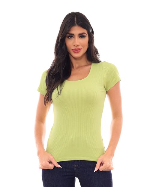Blusa em Ribana Feminina Básica Manga Curta 90203 Oasis