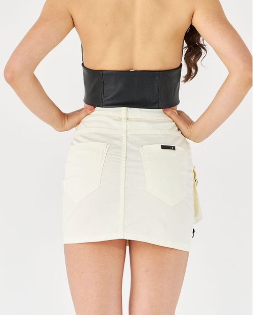 Mini-Saia Feminina Amarela com Cinto Preto   21417 Off White