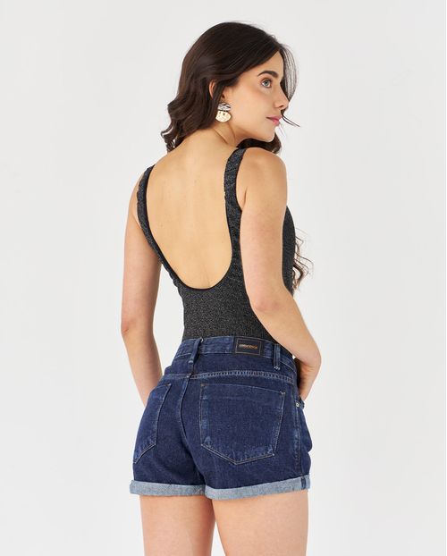 Shorts Feminino Boyfriend com Barra Dobrada  22502 Escura