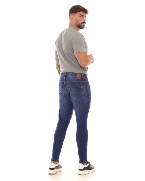 Calça Jeans Skinny Masculina Detalhes de Puídos 23047 Escura
