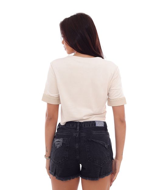 Shorts Boy Preto Rasgado com Cardaço No Cós 21284. Unica