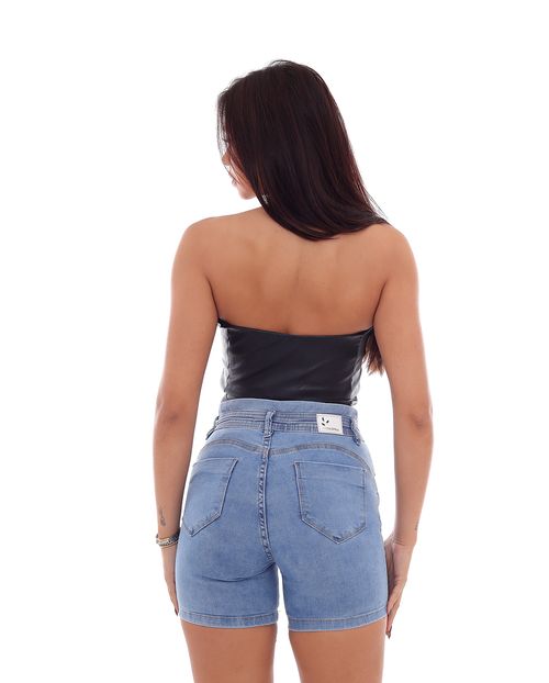 Bermuda Jeans Feminina Meia Coxa Clochard com Cós Pespontado  22529 Clara