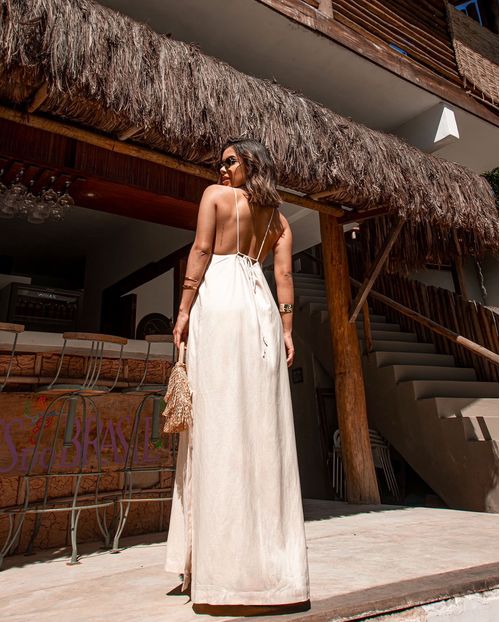 Vestido Linho Longo Feminino 90531 Linho