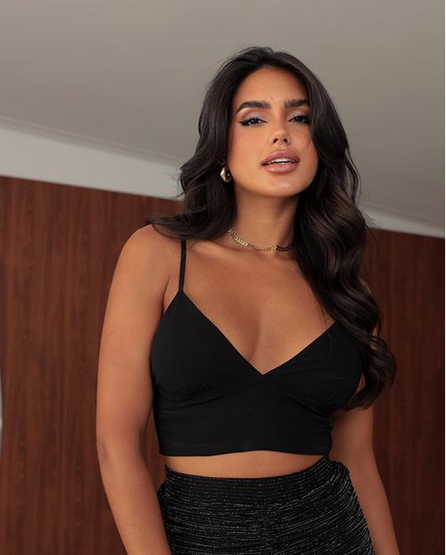 Top Feminino com Alças Finas 90529 Preto