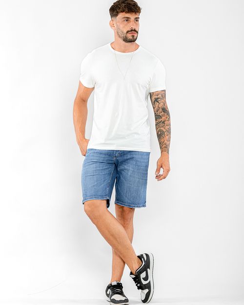 Bermuda Jeans Masculina com Elastano Básica 22561 Escura