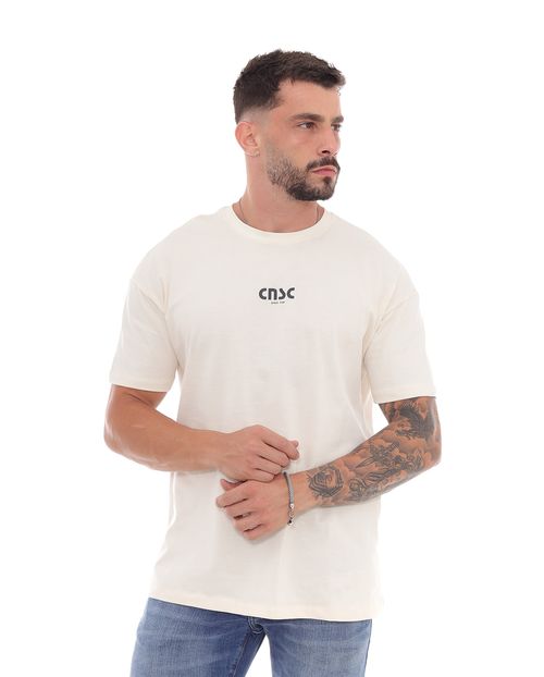 Camiseta Masculina Oversize Estampada 80070 Off White