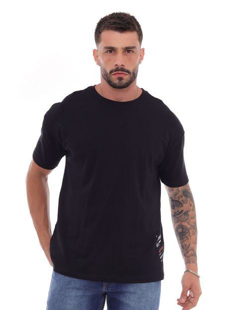 Camiseta Masculina Oversize Estampada 80052 Preto