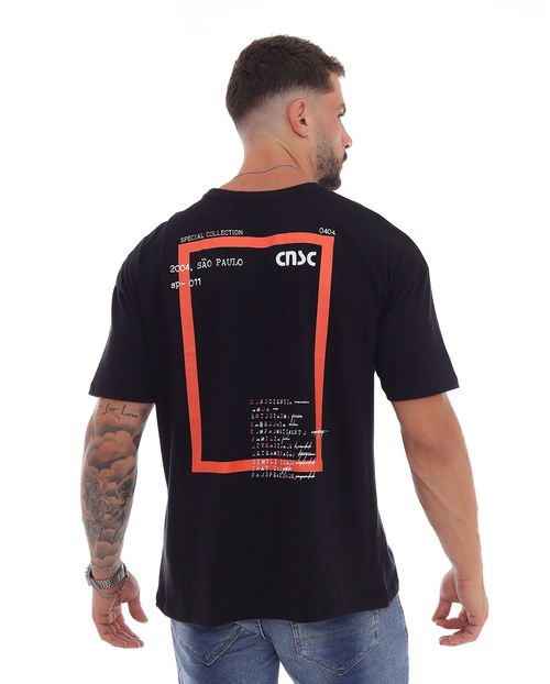 Camiseta Masculina Oversize Estampada 80050 Preto