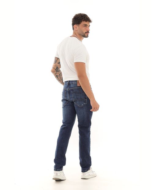 Calça Jeans Slim Fit Masculina Detalhes Puídos 23488 Escura