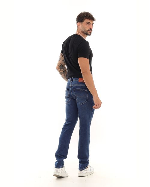 Calça Jeans Slim Fit Masculina Detalhes Rasgos 23465 Escura