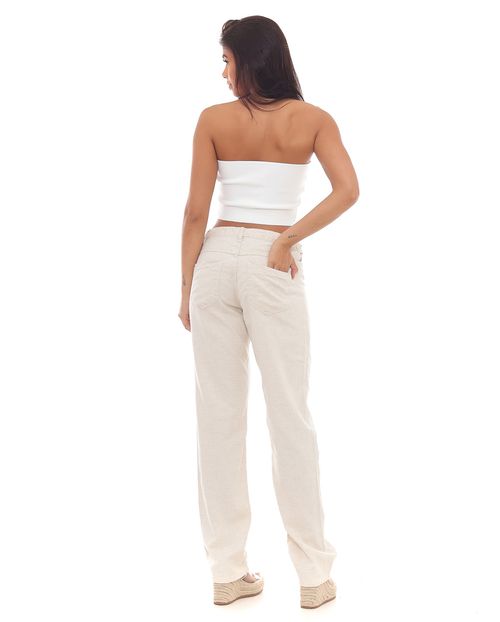 Calça Linho Reta Feminina Cintura Alta Cut Out 23304 Linho
