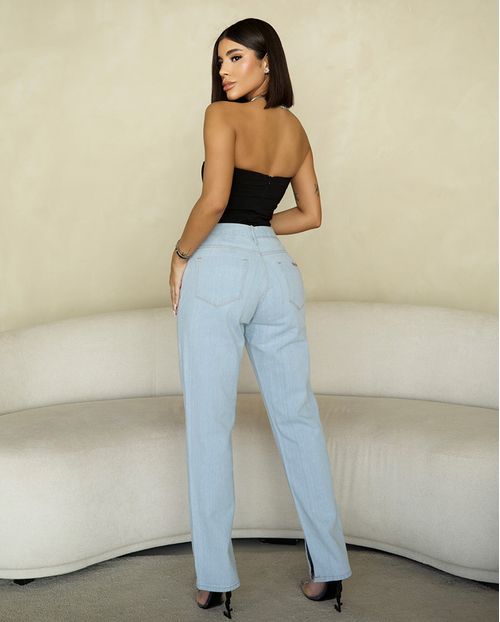 Calça Jeans Wide Loose Feminina Cintura Alta Linha Eco 22642 Clara