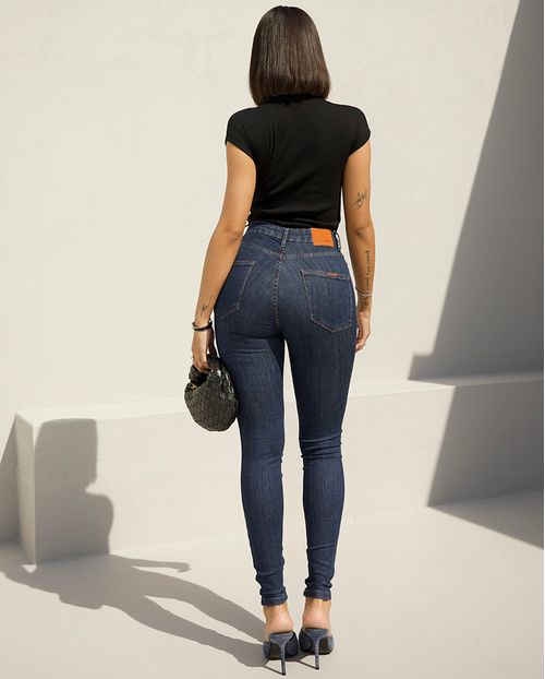 Calça Jeans Skinny Feminina Cintura Alta Premium 23470 Escura com Used