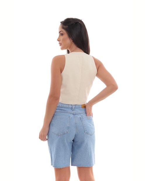 Bermuda Jeans Jorts Feminina Cintura Média  Básica 23624 Clara
