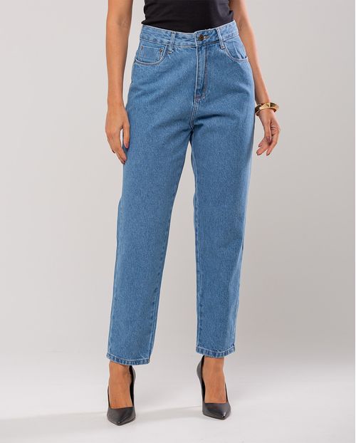 Calça Jeans Mom Feminina Cintura Alta 101vibes Algodão 00101 Média