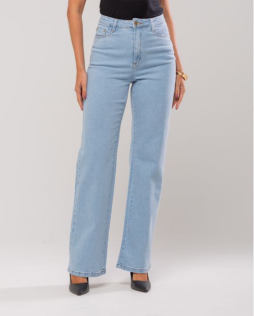 Calça Jeans Wide Leg Feminina Cintura Alta Básica com Elastano 28000 Clara