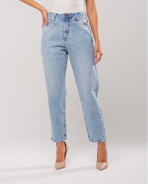 Calça Jeans Mom Feminina Cintura Alta 101vibes Algodão 00101 Marmorizado