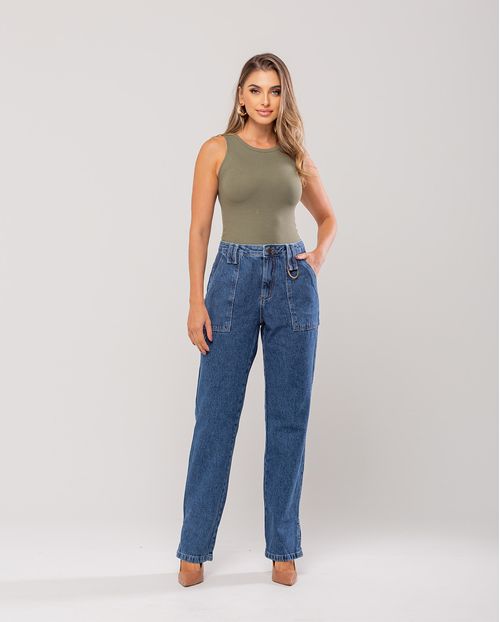 Calça Jeans Feminina Wide Loose Carpinteiro 22598 Escura