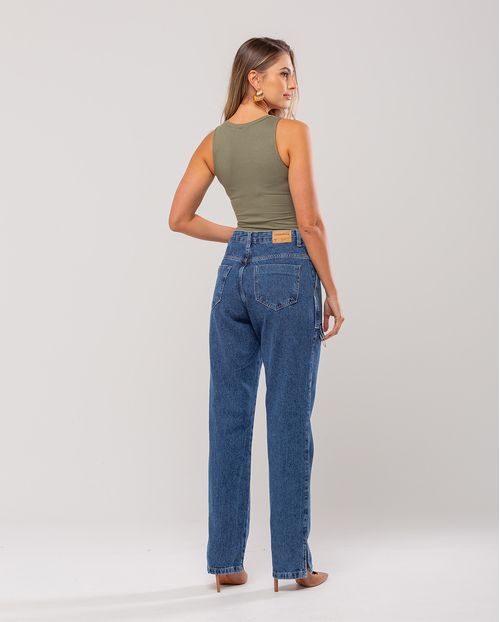 Calça Jeans Feminina Wide Loose Carpinteiro 22598 Escura